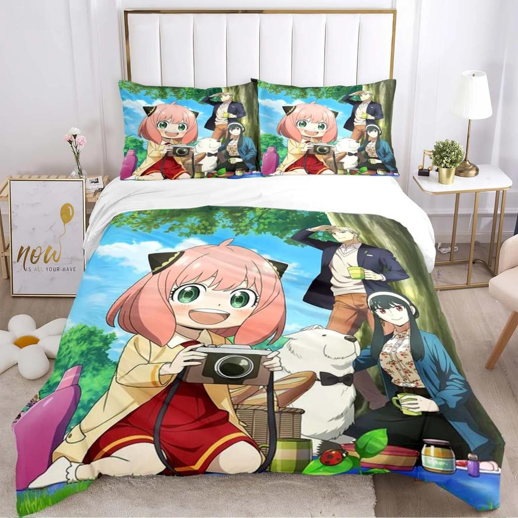 Cute spy x family Cartoon All Season Duvet Cover Comforter Bedding Set Soft Quilt Cover and Pillowcases Single/Double/Queen/King