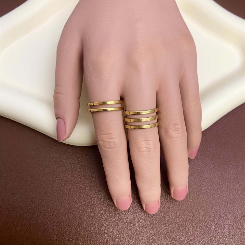 European and American Style Adjustable Gold-Plated Titanium Steel Ring for Women