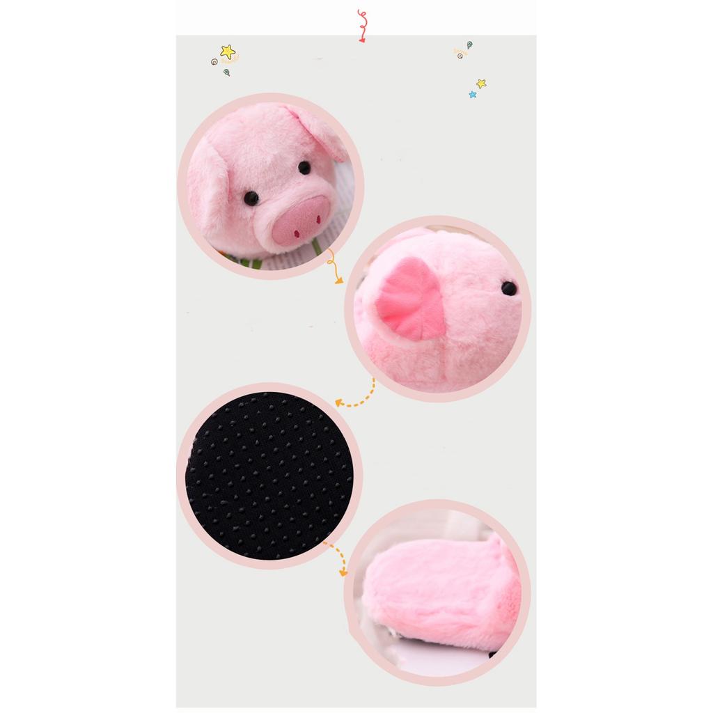 Pig Plush Cotton Slippers And Winter Closed Toe Non- Warm Home Indoor Floor Shoes