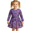 Kids Girls Casual Daily Dress Cute Cartoon Print Long Sleeves Dance Wear Princess Dress  2-12 Years