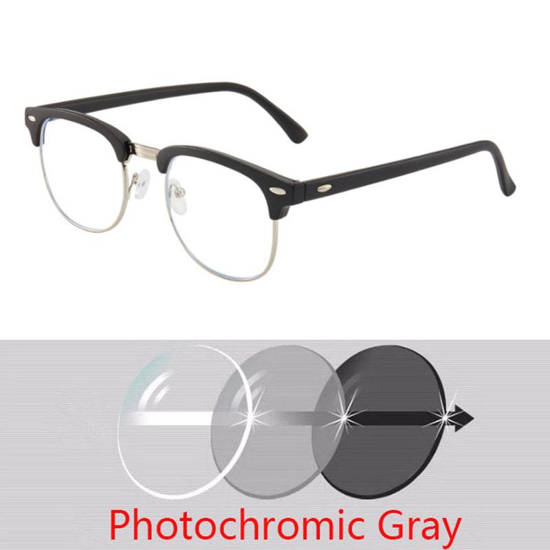 Hyperopia Diopter SPH 0 +0.5 +1 +1.5 +2 +2.5 +3 +3.5 +4 +4.5 +5 +5.5 +6.0 Half Metal Frame Photochromic Finished Reading Glasses