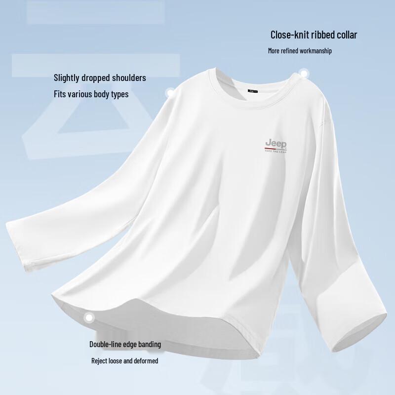 JEEP Men's Pure Cotton Long Sleeve Round Neck T-Shirt