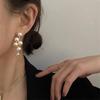 New Fashion Korean Oversized White Pearl Drop Earrings for Women Girls Bohemian Golden Round Zircon Wedding Earring Jewelry Gift
