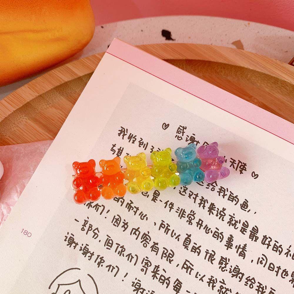 

New Fashion Girls Women Jelly Bear Resin Hair Clip Headwear Barrette Hairpins разноцветный
