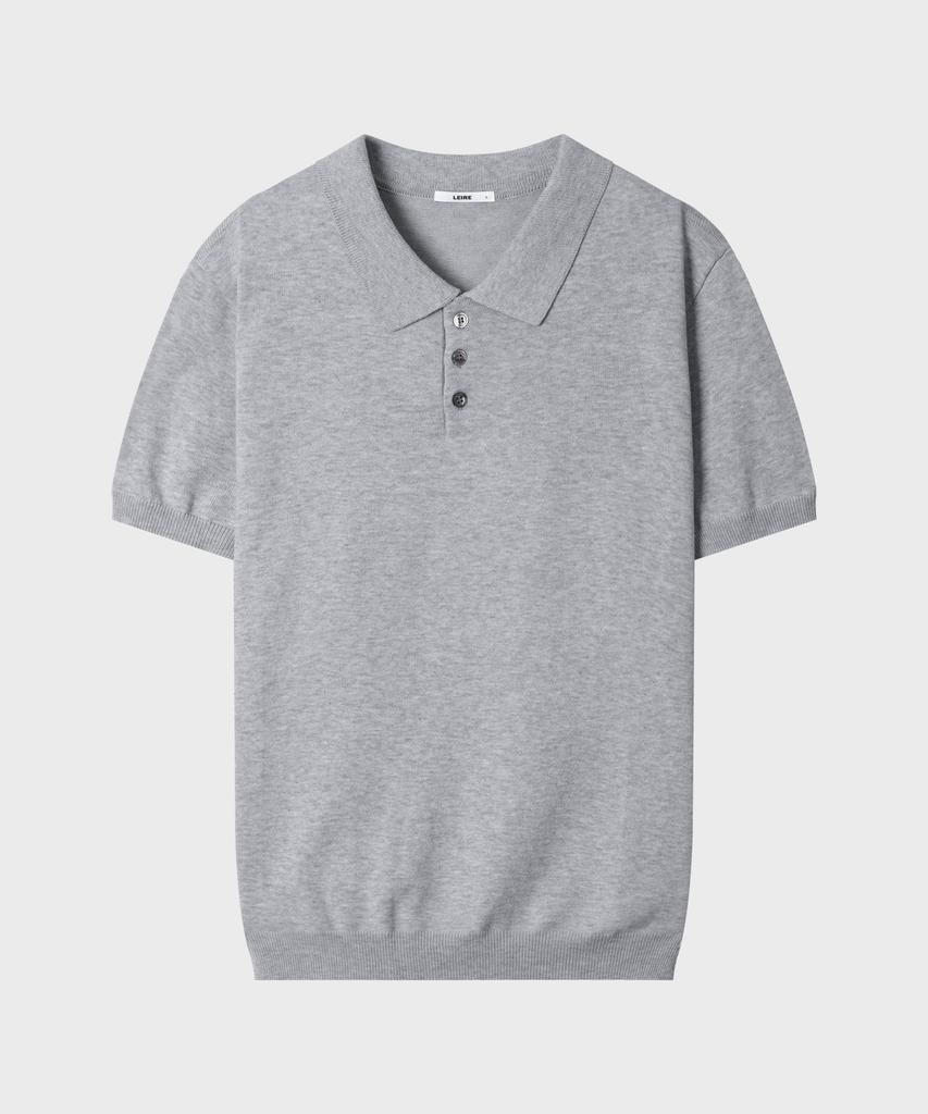 LEIRE Muscle Fit Collared Short Sleeve Knit [Gray]