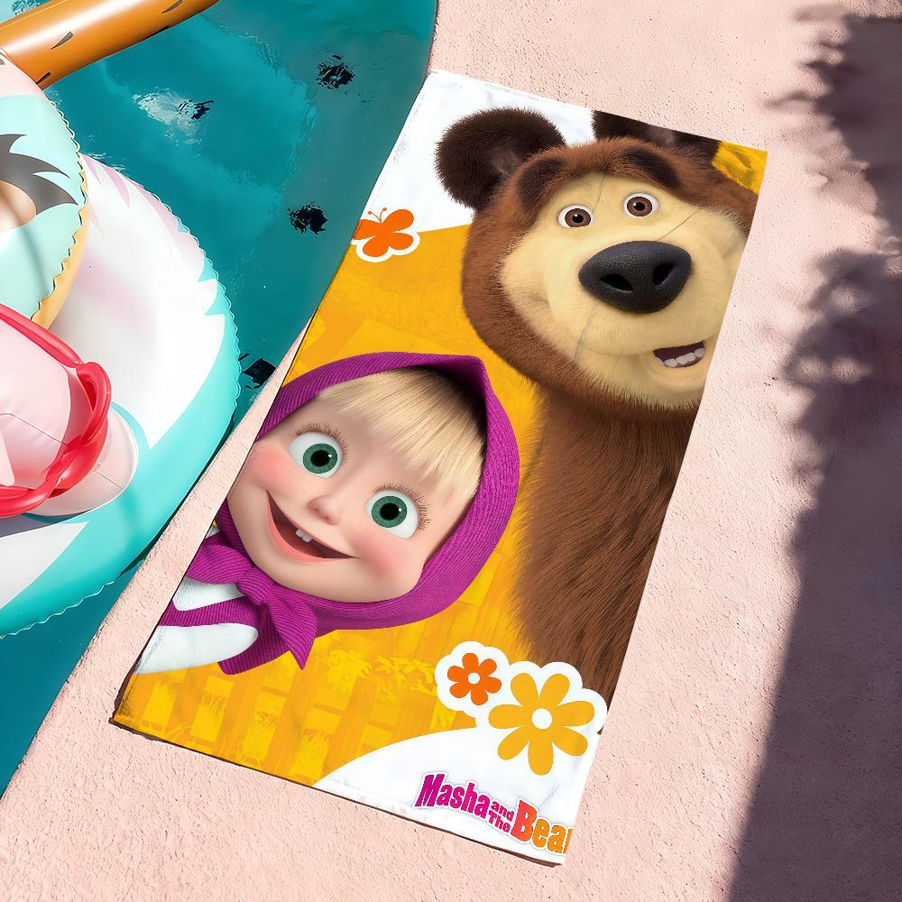 Cartoon m-Masha-and the B-Bear Towel Drying Bath Towel Applicable To Light Swimming Camping Yoga Beach Out