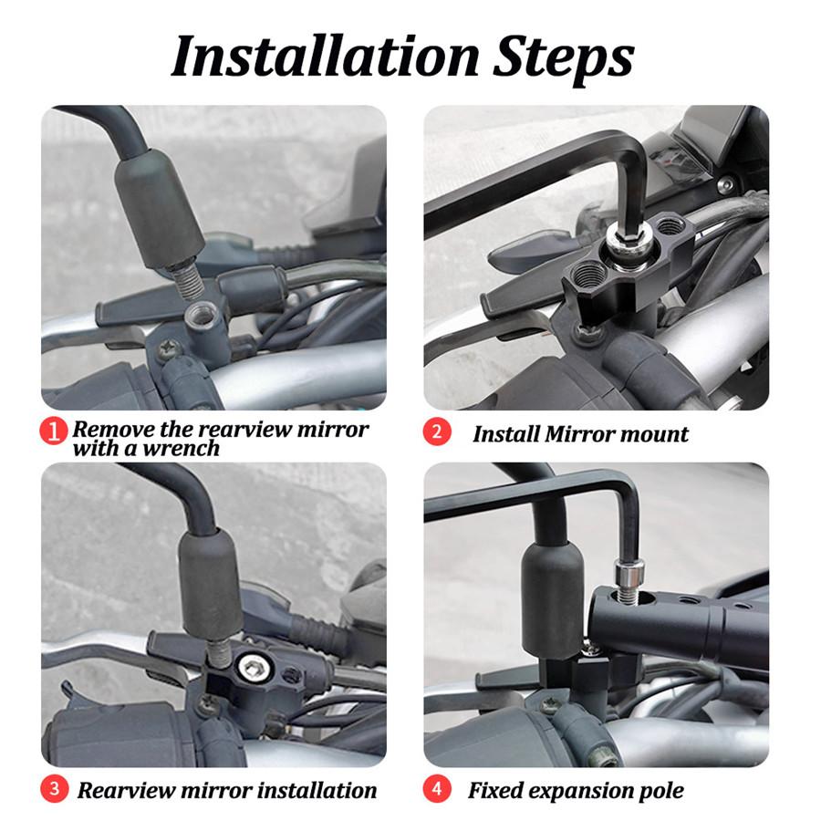 25mm Motorcycle Headlight Pipe Expand Bracket Fog Light Holder Tube Clamp Black