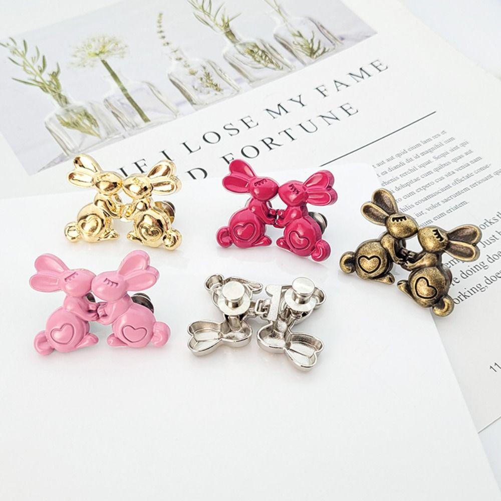 Waist Buckle Heart Rabbit Pants Button Tightener Colorful Jean Buttons for Loose Jeans Unisex