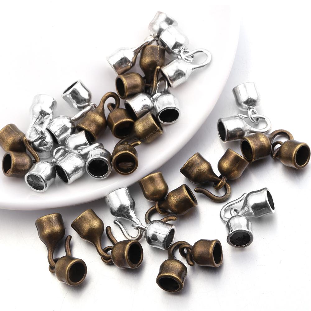 10 Sets Lederkordel Armband Verschlüsse Haken Loch 5,8 mm Quetschperlen Endkappen Verbinder Für DIY Schmuckherstellung Zubehör