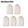 5pcs Clothes Dust Cover Transparent Thickened Washable Dust Bag PEVA Household Dust Cover Coat Suit Cover Hanging Clothes Bag