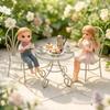 1/3Pcs Dollhouse Garden Display Ornament Prop Accessory Miniature Table Chair Model Tiny Home Decor Iron Furniture