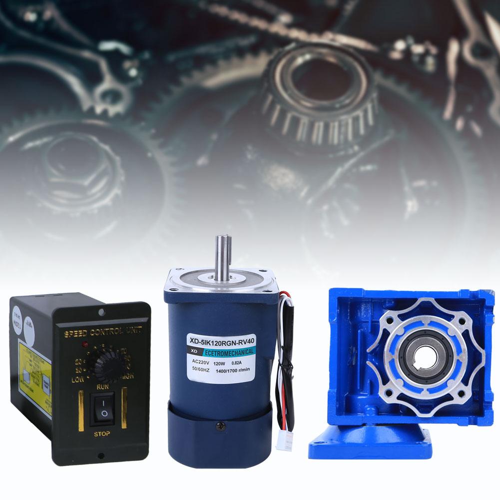 120W Worm Gear Reducer Motor 220VAC 5IK120RGN RV40 Speed Controller for Office Equipment