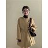 French Wool Dragon Phoenix Short Coat - Petite Loose Fit for Autumn/Winter