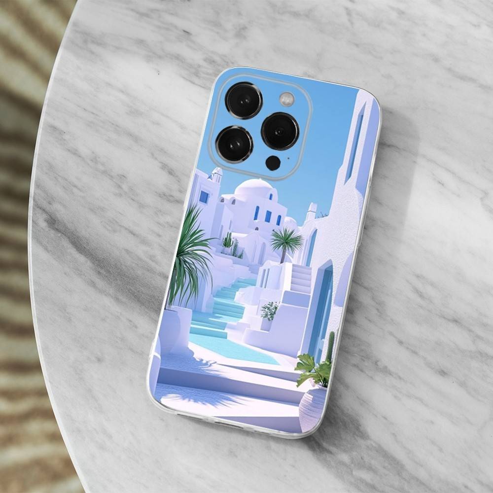 Painted Art House Scenery Phone Case For iPhone Max,Plus,11,14,13,XR,SE,12,15,Pro,17,16,X,XS,Mini Transparent Soft Cover