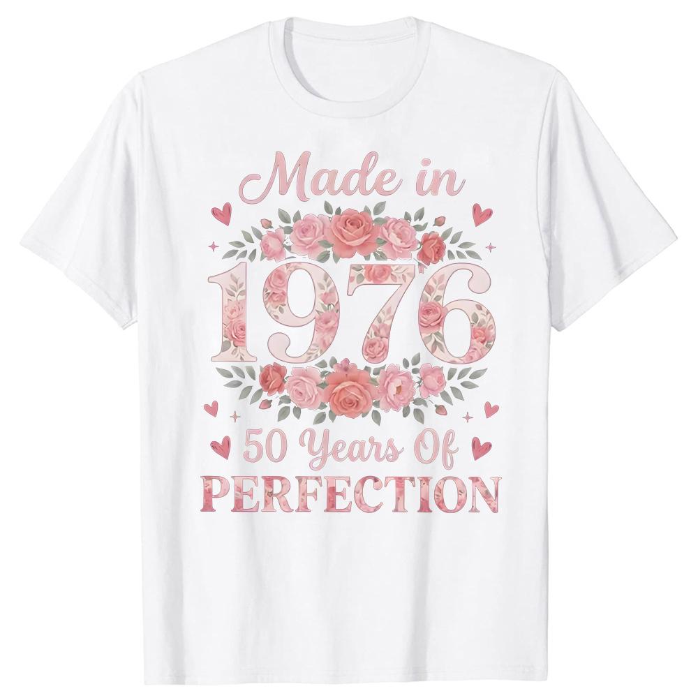 50th Birthday Gift Tees Made in 1976 Apparel Floral Birthday Shirt Birthday Celebration Gift for Wife Mom Sister Women Clothing