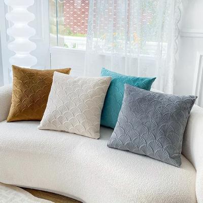Nordic Minimalist Solid Color 3D Scallop Design Velvet Cushion Cover 45x45cm Decorative Pillow Cover Sofa Pillowcase Home Decor