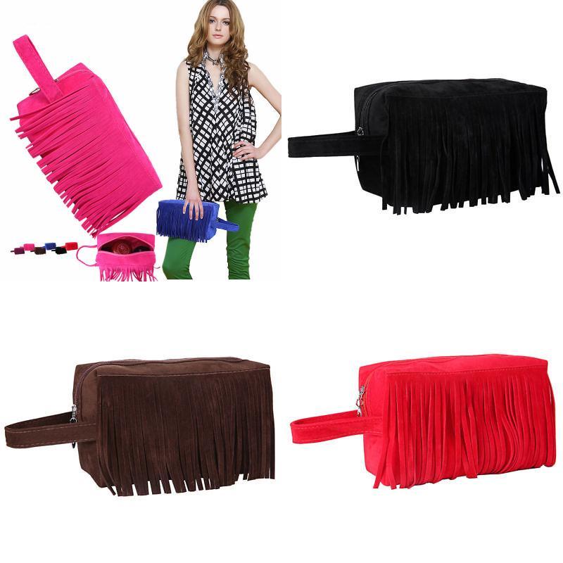 Chic American Bohemian Tassel Bag Faux Suede Vintage Saddle Bag Stylish Shoulder Crossbody