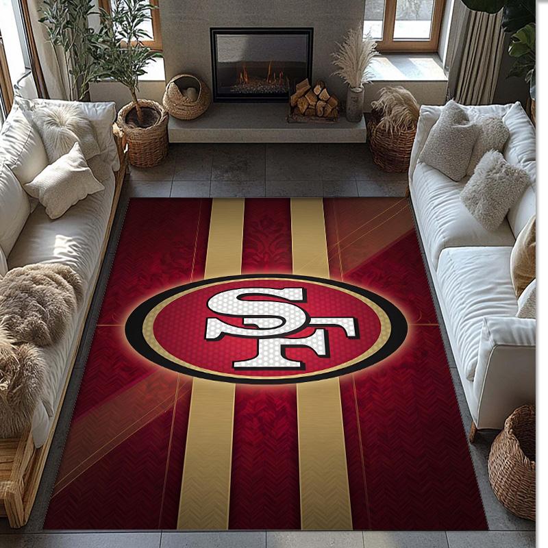 San Francisco 49ers Kristall-Samt-Teppich Weich Anti?Rutschfeste Fußmatte Bequemer Wohnzimmer Schlafzimmer Dekor Teppich