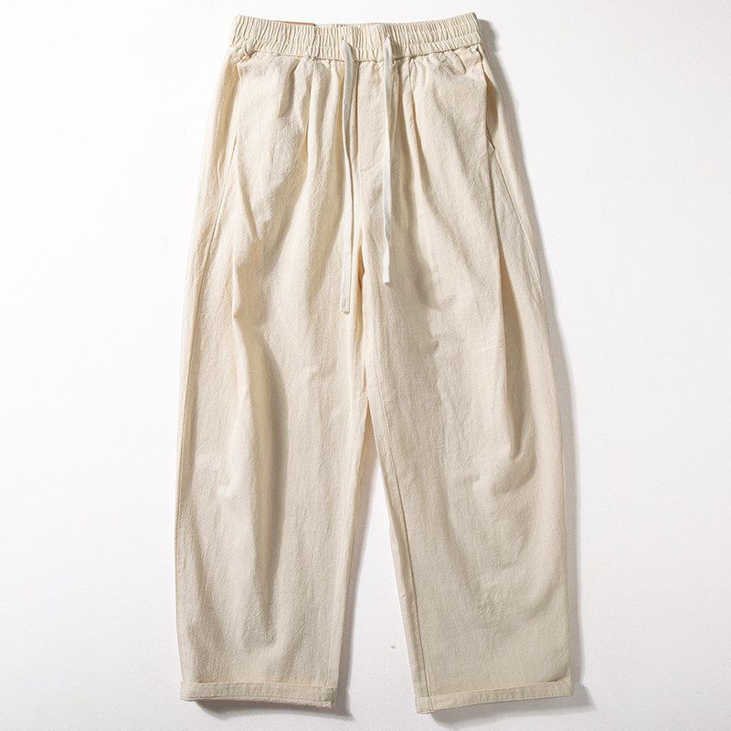 Pants Men's Spring and Autumn Cotton Straight Loose All-Match Casual Pants Trendy Brand Trendy Men's Wide Leg Drape Trousers