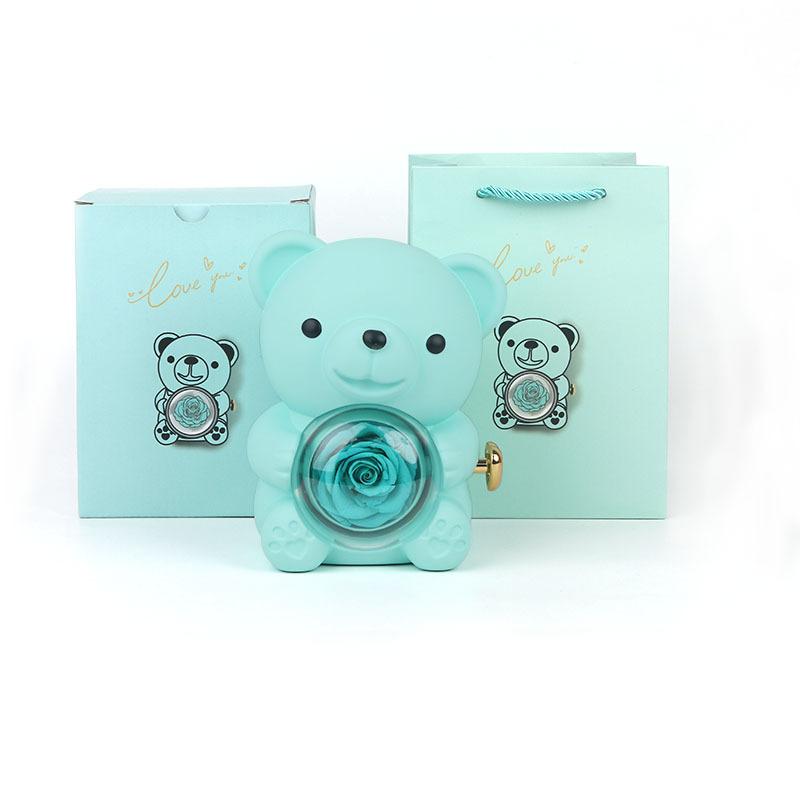 A Best-selling Valentine's Day Gift for Your Girlfriend. a Charming Teddy Bear in a Long-lasting Flower Box for Jewelry Storage.