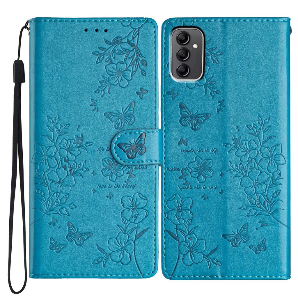 Für Samsung Galaxy A14 5G Handyhülle Schmetterling Floral Prägung Leder Flip Cover mit Brieftasche