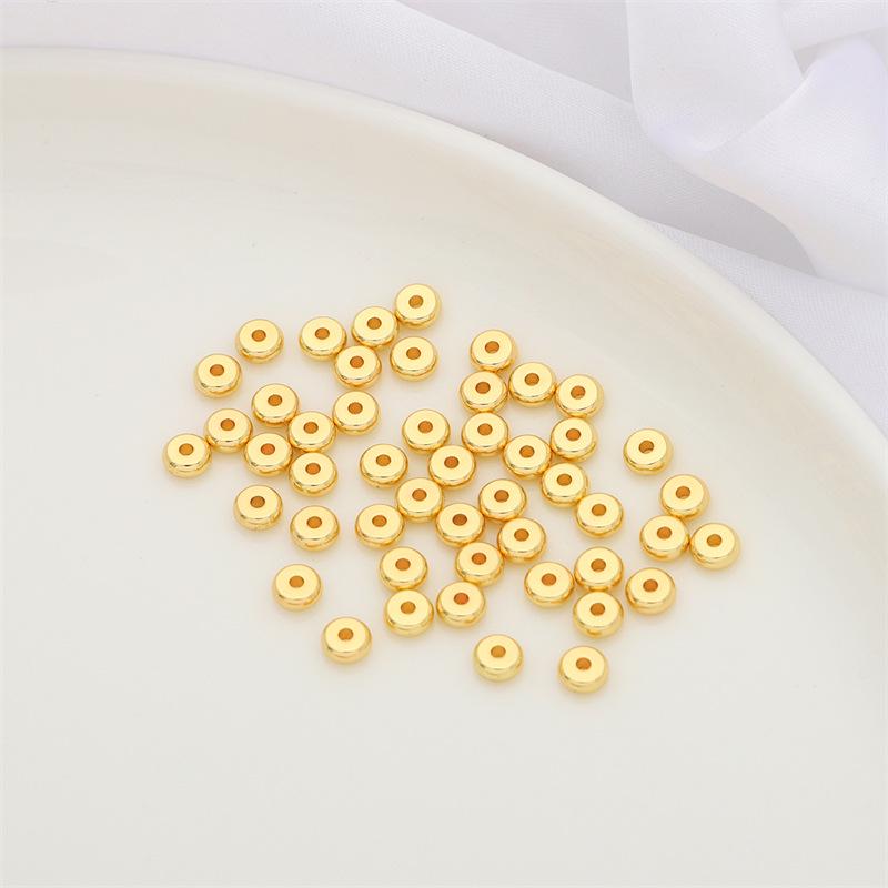 14K Gold-Plated Silver Tone Beads: Thick Spacer & Flat Loose Beads for DIY Jewelry and Bracelets