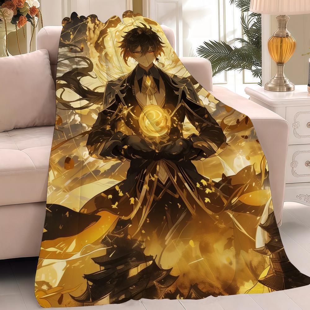 Game Genshin Impact Zhongli Blanket Warm Soft Suitable For Bedroom Sofa Bed Living Room Office Travel Camping Gifts
