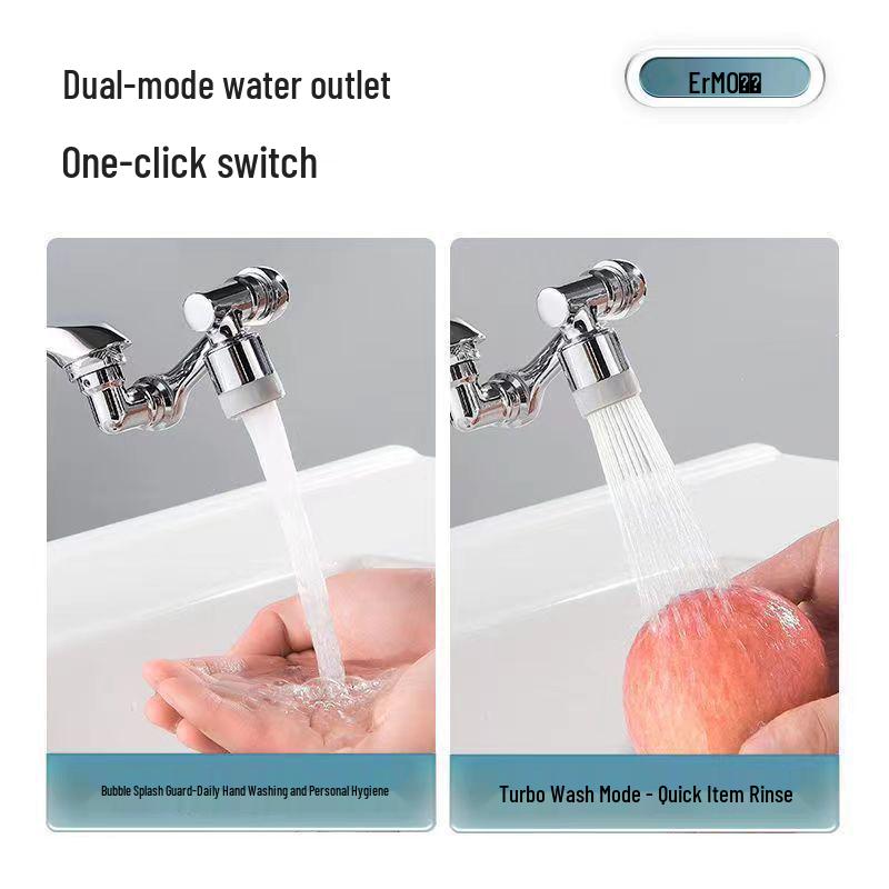 1080° Rotatable Universal Faucet Extension with Splash-Proof Aerator