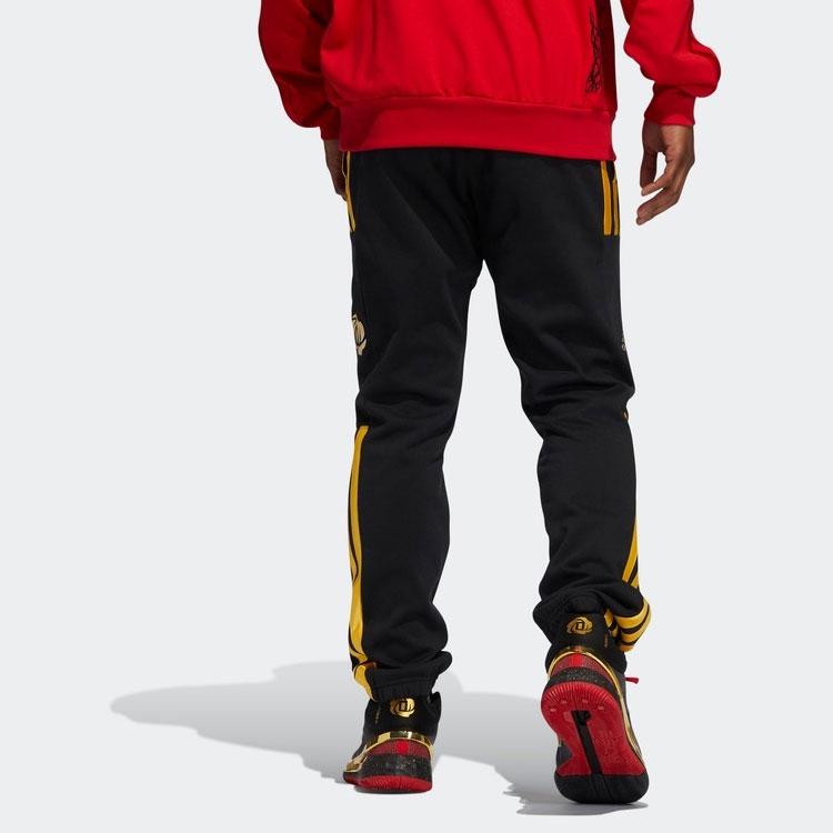 Adidas CNY Rose Logo Three Stripes Basketball Pants Men Bottoms Black GN5368