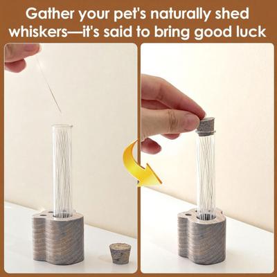 Yousheng Pet Hair Memorial Bottle Transparent Tube And Wooden Cat Paw Base Cat Whiskers Keepsake Collector Bottle for Cherishing Pet Memories