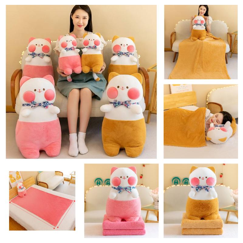 Cat Plush Dudu Stuffed Pillow Cushion Toy Summer Nap Blanket Airconditioning