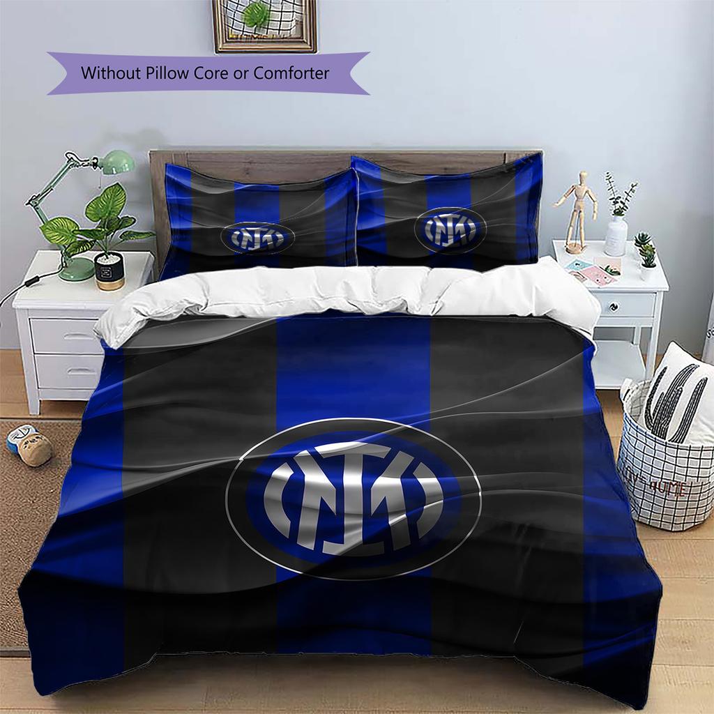 Set Copripiumino Trapuntato con Fantasia FC Internazionale Milano Decorazione per la Casa Regalo (1 * copripiumino + 2 * federe senza imbottitura)