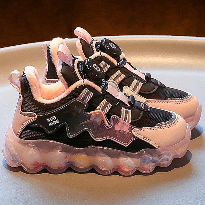 Hot Selling Children Cotton Shoes Breathability Anti Slip Sneakers Winter Warmth Light Rotating Buckle Kids Outdoor Casual Shoes