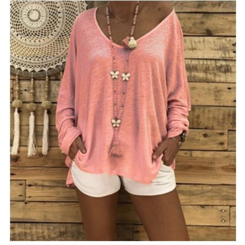 IHUASU Women's Fashion Casual Solid Color Print Long Sleeve Blouses & Shirts