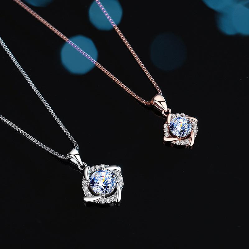 Windmill Mozzarella Diamond Pendant Femininity Collarbone Chain Sterling Silver Korean Version Fashion Rose Gold Necklace