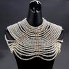 Chaleco Collar de Perlas Cadena Corporal para Mujeres Perlas Grandes Gruesas Crop Top Malla Gargantilla Chal para Hombro Joyería Disfraz