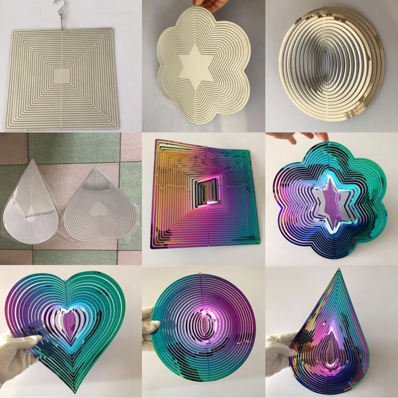 Stainless Steel 3D Rotating Wind Chime - Feng Shui Dynamic Spinner Silver Circle 15cm