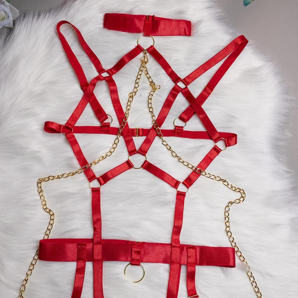 Europe & US Hot-Selling Women's Sexy Role-Playing Chain Lingerie Set