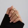 Retro Punk Exaggerated Open Finger Rings for Women Men Geometric Gold Silver Color Knuckle Joint Ring Set 2025 New Jewelry Accessories