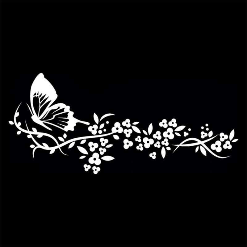 2~5PCS Flying Butterfly Flower Car Decal Water-resistant Car Door Window Sticker Decor High Stickiness Car-Styling Vinyl