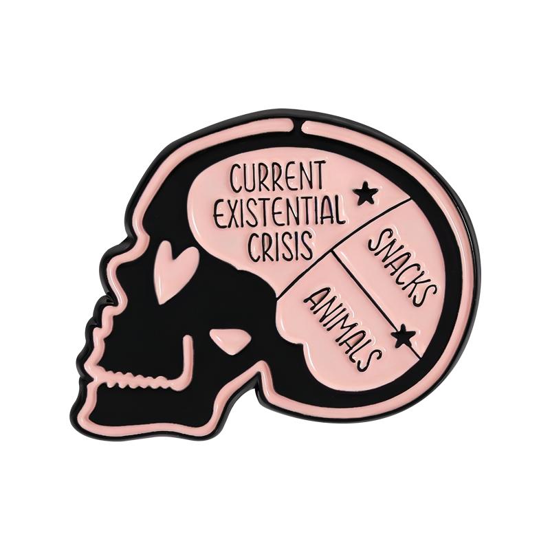Pink Purple Pastel Goth Enamel Pins Creepy Spooky Head Brooches Lapel Badges Skeleton Skull Jewelry Gift for Friends