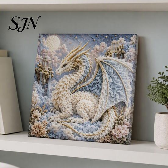 Artigianato Creativo per Adulti Kit Arte con Stoffa e Punti Drago, Artigianato Fai-da-Te Mitico 3D Hobby Rilassante Progetto per Principianti, Kit di Artigianato senza Cuciture per Adulti,