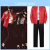 Σετ Κοστουμιού Σκηνής Michael Jackson Με Κόκκινο Δέρμα PU Για Cosplay Και Παράσταση