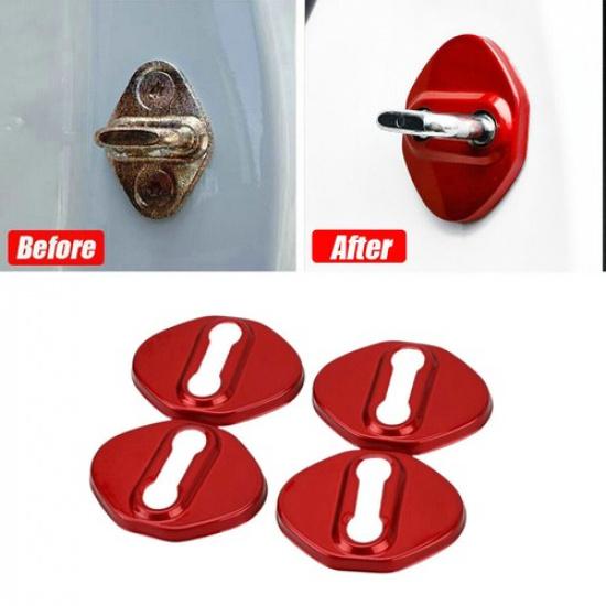 For Toyota Corolla 2014- 4Pcs/Set Red Car Door Lock Protective Cover Trim