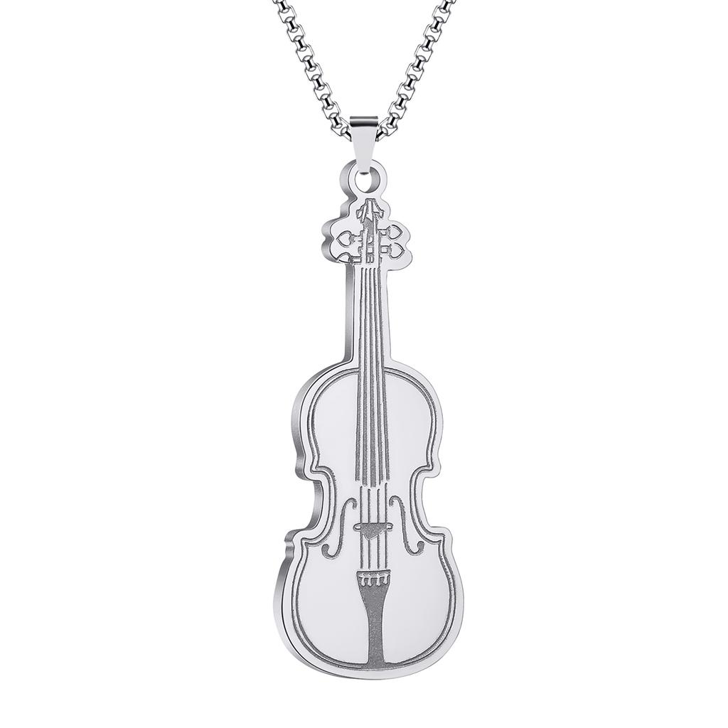 Kinitial Violine Ornament Anhänger Halskette Damen Ikonisches Saiteninstrument Musiker Schmuck Edelstahl Schmuck