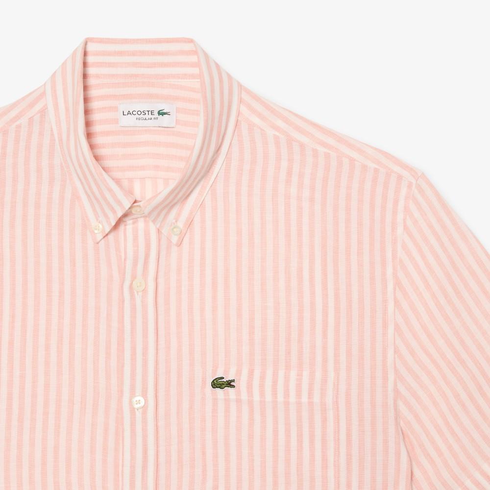 Lacoste Men's Linen Stripe Short-Sleeve Shirt CH8061-56GTIM