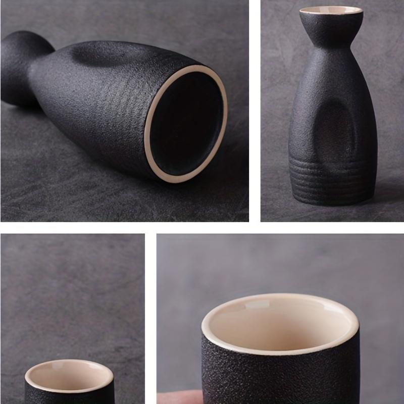 1dílná sada na tradiční japonské saké - obsahuje 1 láhev Tokkuri a 6 šálků Ochoko - sada na víno z masivní keramiky pro autentický japonský zážitek z pití