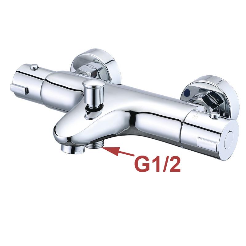 Professioneller Thermostatischer Badezimmer-Mischbatterie, Messing Chrom Wandmontierte Duscharmatur mit Temperaturregelung für Wanne