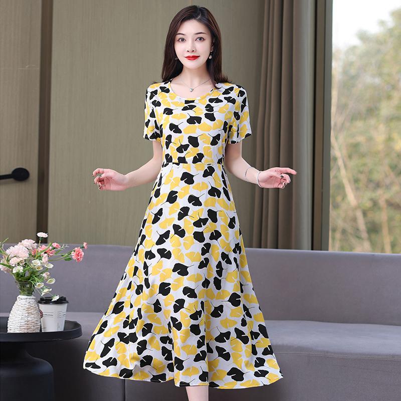 Sommer-Boho-Kleider für Damen, elegantes kurzärmliges langes Kleid in Übergröße