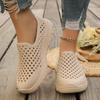 Summer Women Breathable Mesh Slip On Shoes Hollow Out Closed Toe Non-Slip Thick Sole Casual Daily Walking Shoes